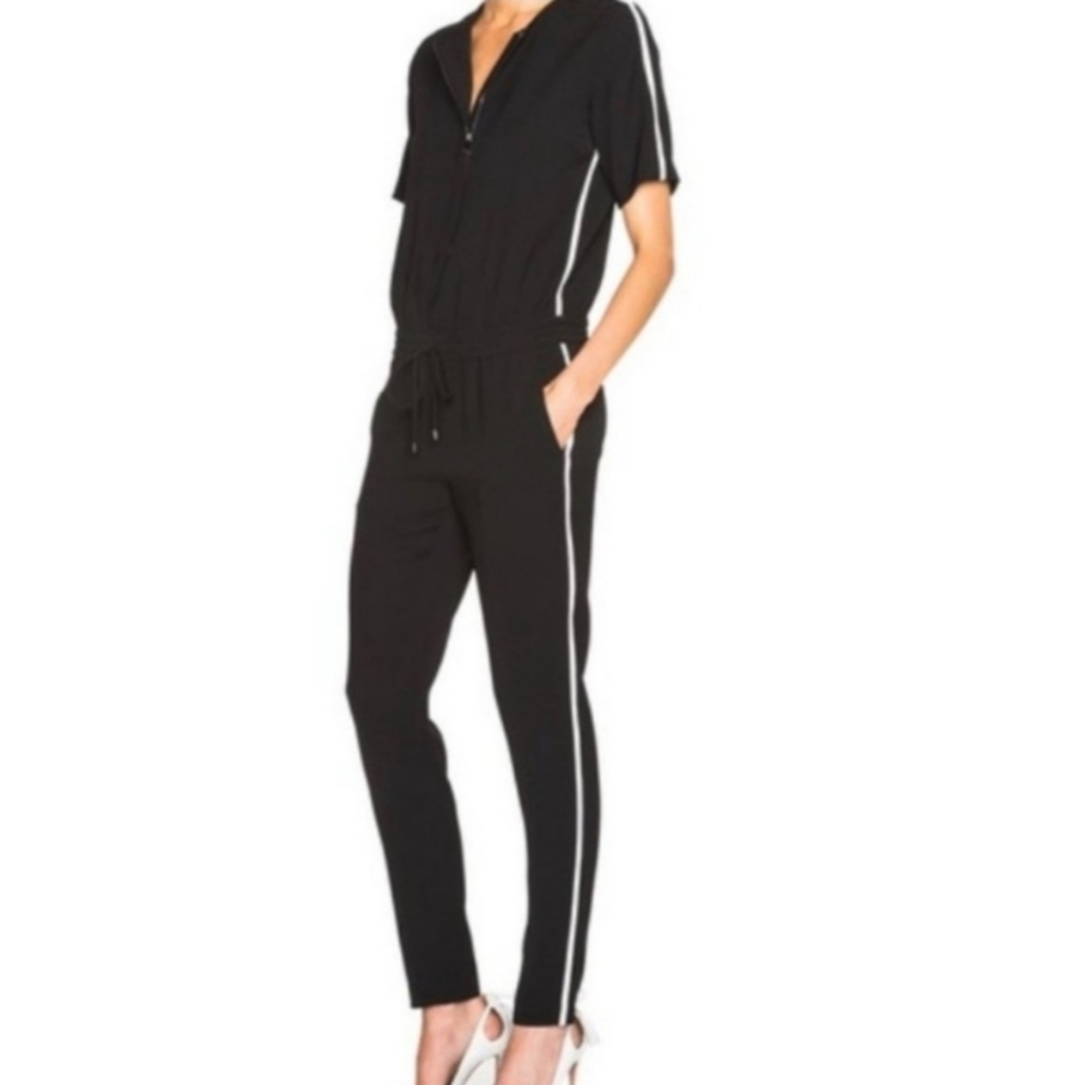 Vince Contrast Trim Black And White Jumpsuit
